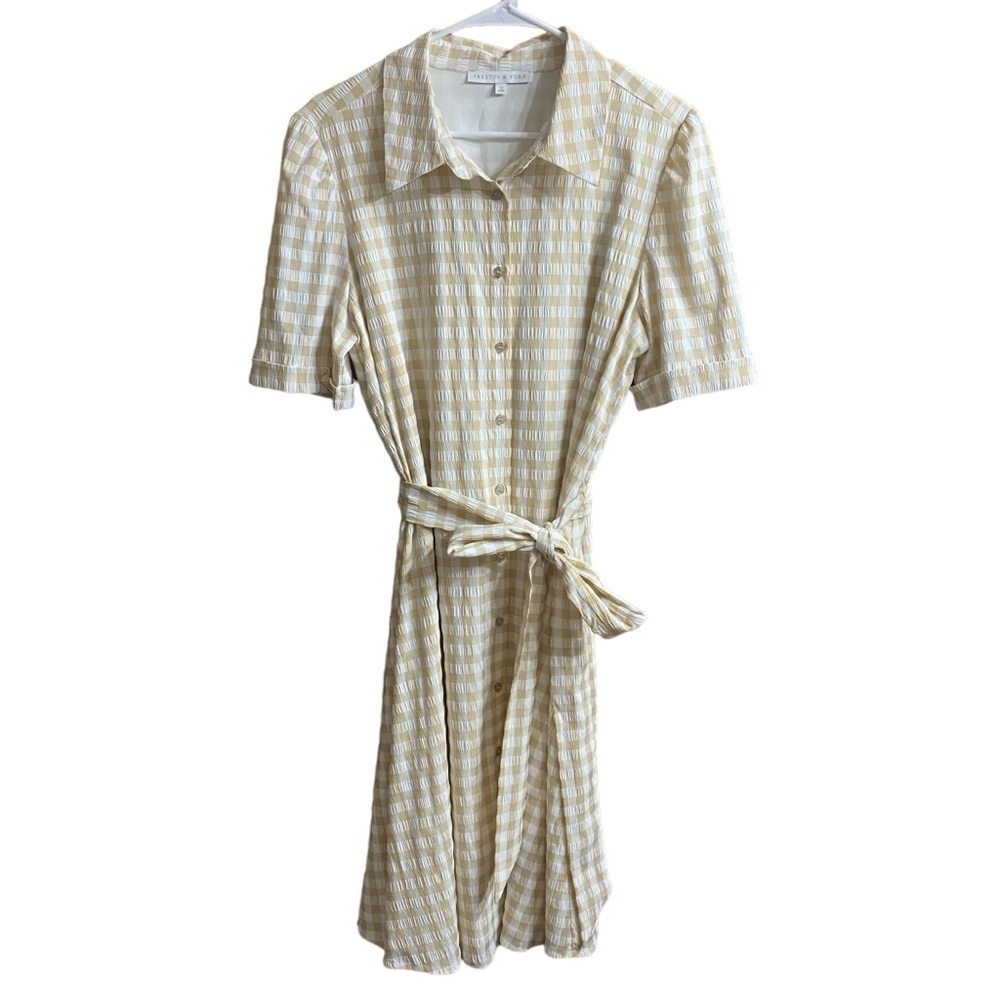 Preston & York Checkered Cream Midi Dress